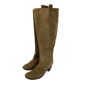 Vintage Western Boots Bootshop France Kid Suede Southwestern Tall Size 8 Heels